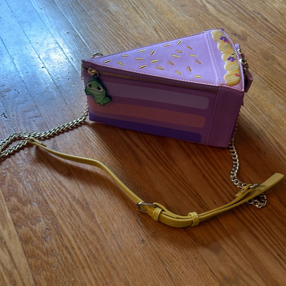Loungefly Disney Rapunzel Tangled crossbody bag purse cake slice pink purple